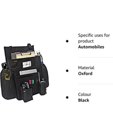 ECWKVN Car Front Seat Organiser - Heavy Duty Passenger Tidy Backseat Storage Bag with 10 Pockets - Black - Buy Online on SooperMarket.com