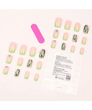 sunroot French Butterfly False Nails Long Coffin Nail Tip Detachable Press on Nails DIY Manicure ABS - Buy Online on SooperMarket.com