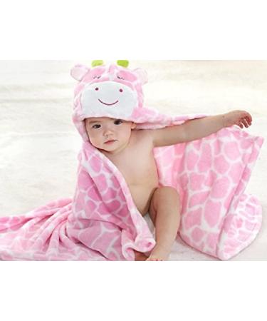 Gneliwm Baby Hooded Blanket Swaddle Wrap | Soft Plush Towel for Newborns & Infants | Cute Pink Design - Buy Online on SooperMarket.com