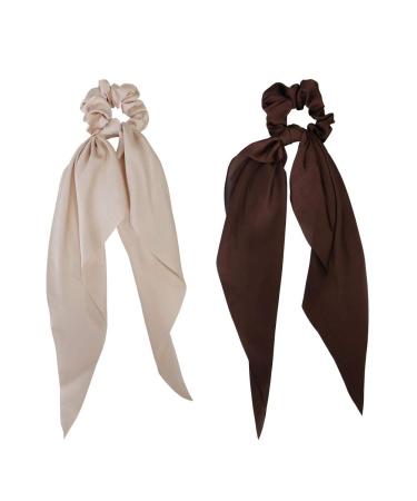 GETACOTA 10 Pieces Hair Scrunchies Bowknot Satin Chiffon Ribbon Elastics - Vintage Ponytail Holder Ties for Women - Buy Online on SooperMarket.com