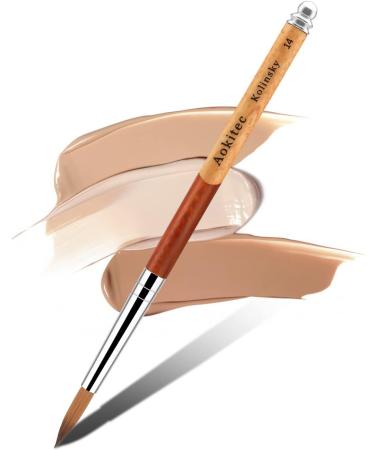 Aokitec #14 Kolinsky Sable Acrylic Nail Brush for Nails - Wood Nail Art Brush for Manicure - Acrylic Application Tool - Buy Online on SooperMarket.com