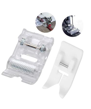 CESUSME 2 Pcs Roller Sewing Machine Presser Foot Plus Non-Stick Zigzag Teflon Sewing Machine Presser Foot - Fit for Singer, Brother, Babylock, Low Shank Simplicity Sewing Machine(2 Styles)