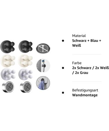 6x Aot Adhesive Hooks & 2x Towel Holders - Silicone Wall Hooks for Bathroom & Kitchen - Self-Adhesive Key & Razor Holders in 3 Colors - Buy Online on SooperMarket.com