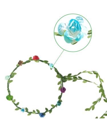 Kaptin 10 Pack Multicolor Flower Crown Headband for Women and Girls - Festival, Wedding, Party Floral Garland Headbands - 10 Count - Buy Online on SooperMarket.com