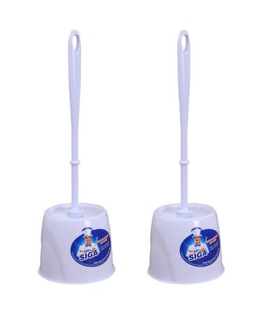 MR.SIGA Toilet Bowl Brush and Caddy, Dia 12cm x 38cm Height, Pack of 2