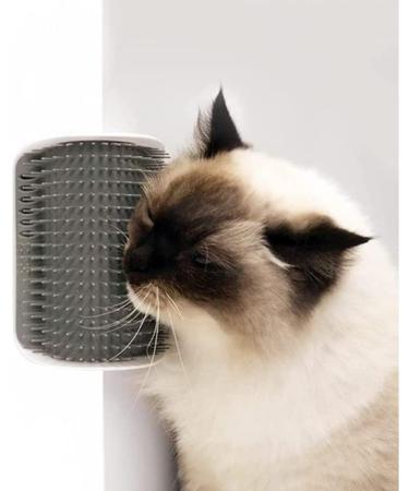 Cat Self Groomer Wall Corner Massage Comb for Long & Short Fur Cats - Grey - Buy Online on SooperMarket.com