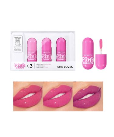 SWETIYOU Lip Stain Tint  3 Colors Capsule Pills Lip Stain Long Lasting Waterproof tintas de labios Lip Stain Set Moisturizing Matte Lip Gloss Set for Women Makeup (Color : Set B)