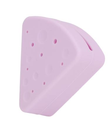 Triangular Powder Storage Box Puff Holder Easy to Clean Convenient Double-sided Air Vent Smooth-closing Silicone Portable for Home Travel (Light Purple)