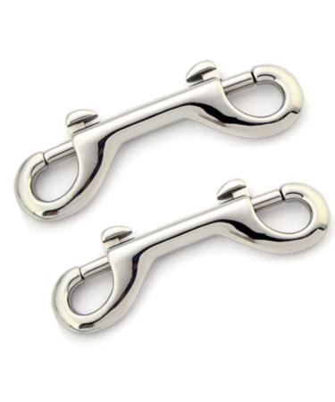 JLEivvi 2 Pcs Double Ended Lead for Dogs Bolt Snap Hooks Zinc Alloy Double End Clip Silver Diving Clip Trigger Snaps for Diving Dog Leash Key Chain Horse Tack Pet Feed Buckets