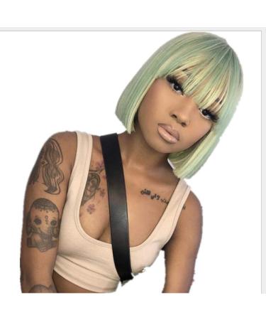 BGHJUE African Wig Green Bob Head Lace Front Human Hair Wigs For Black Women Pre Plucked Hairline Lace Front Wig Brazilian Remy Hair