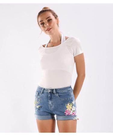 COMLIFE Women's Irregular Denim Shorts with Tassels | Mid Waisted | Blue-sl095 - Buy Online on SooperMarket.com
