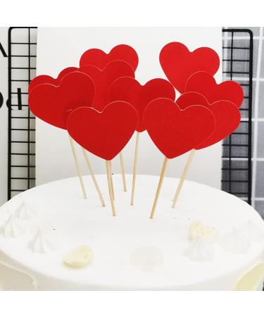 50 Pcs Heart Cupcake Toppers Glitter Sweet Love Cake Toppers Wedding Engagement Cupcake Picks Birthday Valentines Day Cake Decorations for Bridal Shower Red - Buy Online on SooperMarket.com