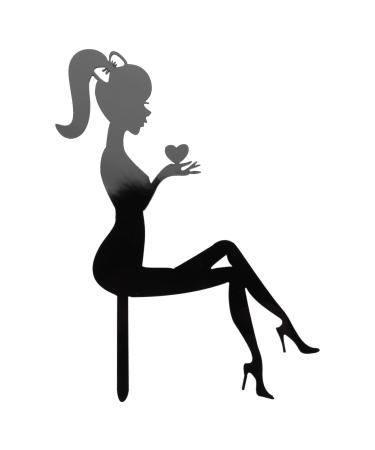 Uinfhyknd Pack of 6 High Heel Girls Birthday Cake Decoration Cake Toppers (Black)