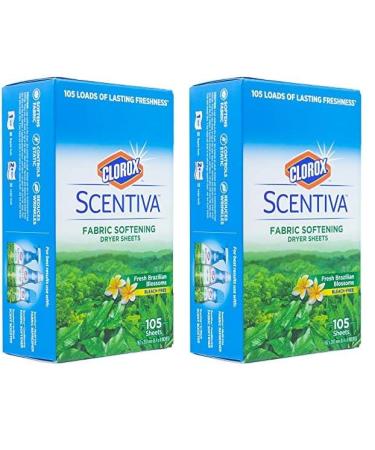 Scentiva Fabric Softening Dryer Sheets - Fabric Sheets in Fresh Brazilian Blossoms Scent - Laundry Dryer Sheets for Fresh & Clean Clothes - Fabric Softener Sheets Dryer Sheet 105 Count Brazilian Blossoms 105 Count (Pack of 2)