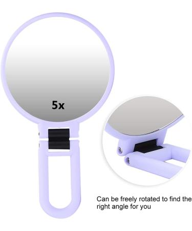 5X Magnifying Makeup Mirror Folding Adjustable Cosmetic Mirror Travel Portable Makeup Mirror (Purple) - Buy Online on SooperMarket.com