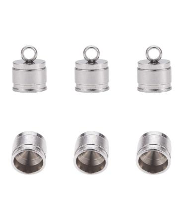 arricraft 100PCS 304 Stainless Steel Cord Ends  Jewelry Making Caps  Glue-in Fasteners for Necklace Cord  Tassel  Leather Jewelry Making-6mm 6mm/ loop:2mm
