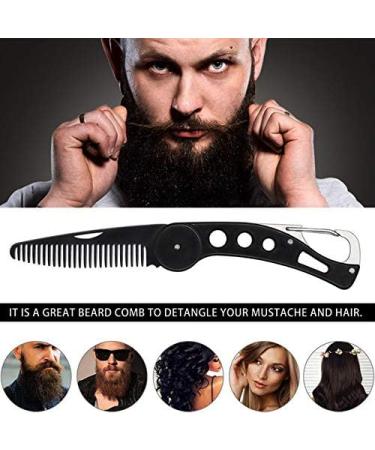 iPobie Folding Beard Comb Stainless Steel Beard Comb for Combing Hair Beards and Mustaches Folding Pocket Comb for Men - Buy Online on SooperMarket.com