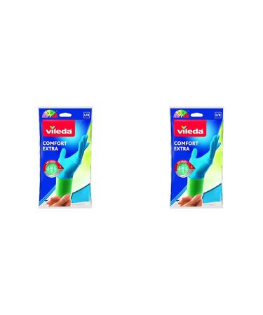 Vileda Comfort and Care Rubber Gloves with Chamomile Lotion Size L 1 Pair (Pack of 2) L (Pack of 2)