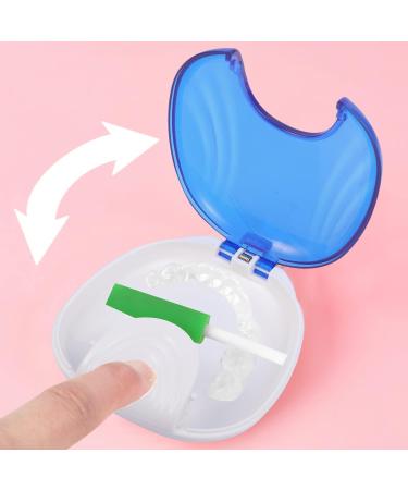 Press-to-Open Retainer Case Portable Denture Box Teeth Retainer Box False Teeth Container for Denture Braces Mouth Guard (Blue) - Buy Online on SooperMarket.com