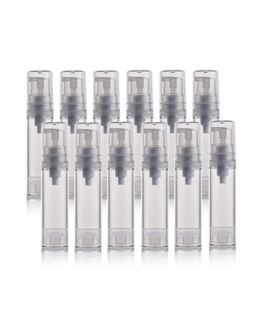 VASANA 12PCS 10ML / 0.34oz Empty Refillable Travel Bottles PS Plastic Airless Vacuum Pump Press Bottle Jar Pot Vial Container for Cosmetic Cream Lotion