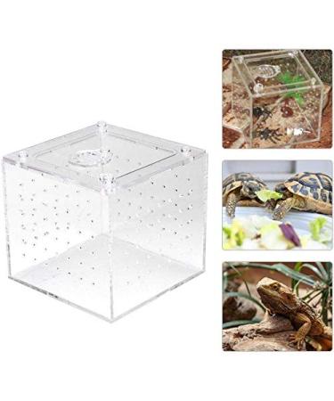 Acrylic Reptile Breeding Box Transparent Live Food Storage Insect Viewing Box for Spider Crickets Snails Hermit Crabs Tarantulas Geckos 3.9x3.9x3.5inch