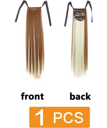 Prinfantasy Human Hair Ponytail Extension 22 inch - Light Brown Mix Blonde Wrap Around Clip in Hairpiece - Buy Online on SooperMarket.com