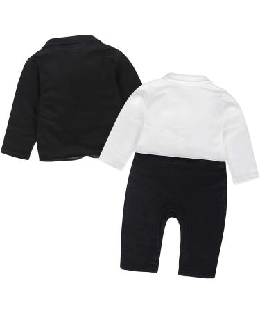 AmzBarley Baby Boys Gentlemans Tuxedo Romper | Long/Short Sleeve Dress Shirt, Pants, Vest, Bowtie | Birthday & Holiday Party Outfit | Black 12-18 Months - Buy Online on SooperMarket.com