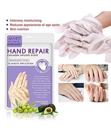Moisturizing Hand Mask Gloves - 3-Pack Exfoliating & Moisture-Enhancing for Dry Hands | Skin Care Treatment for Rough & Dead Skin - Purple - Buy Online on SooperMarket.com