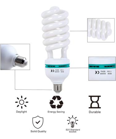85W Aqirui CFL Daylight Spiral Softbox Bulb (5500K) E27 Socket for Studio Photography - 1 Pack - Buy Online on SooperMarket.com