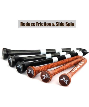MAZEL Natural Wood/Bamboo Golf Tees 2 3/4 & 3 1/4 - Pack of 50 or 120 | Reduce Friction, Side Spin | Durable & Stable | Black & Brown - Buy Online on SooperMarket.com