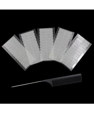 180 Pieces Hair Extension Tape Tabs Double Sided Replacement Tape for Hair Extensions Double Sided Extension Tapes Tape Extension Replacement Tape with Rat Tail Comb White (White)