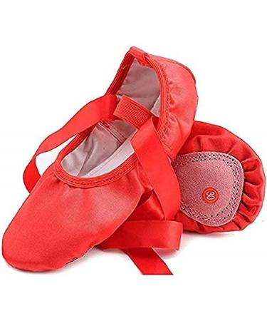 WENDYWU Girls Ballet Dance Shoes Purple Flat Slipper with Ribbon - Size 3 Big Kid (Red) - Buy Online on SooperMarket.com