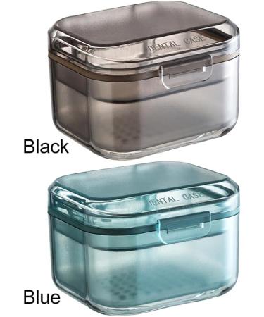 Three Layers Denture Box with Strainer Denture Box for Soaking Dentures and Storage Mouthguards Clear Dentures Braces Case for Daily Travel Cleaning(Blue) - Buy Online on SooperMarket.com