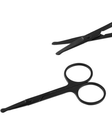 CXAFQ 2Pcs Professional Small Ear Nose Hair Scissors with Curved Safety Blades & Rounded Tip for Trimming Small Details Facial Hair Trimming Nasal Hair(Black) - Buy Online on SooperMarket.com