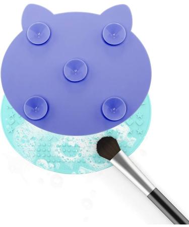  2-Pack Makeup Brush Cleaning Mat Cute Cat Ear Animal Design Silicone Portable Brush Cleaner Pad Washing Tools with Suction Cups US Patent Registered (Purple+Green) - Buy Online on SooperMarket.com