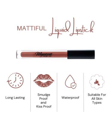 Mynena Terracota Brown Matte Lip Stain - Long Lasting, Waterproof, No Smudge, Talc-Free, Gluten-Free | Zoe - Buy Online on SooperMarket.com