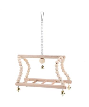 TOPINCN Pet Parrot Ladder Toy Wooden Climbing Swing Ladder Bridge Bird Cage Accessories Decorative Flexible for Birds Hamster Trainning