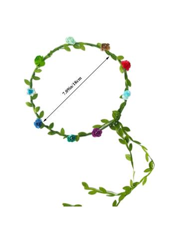 Kaptin 10 Pack Multicolor Flower Crown Headband for Women and Girls - Festival, Wedding, Party Floral Garland Headbands - 10 Count - Buy Online on SooperMarket.com