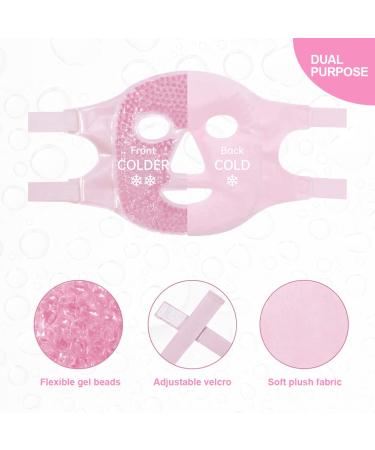 CONBELLA Pink Cooling Face Mask for Dark Circles, Puffiness, Migraines, Headache, Stress, Redness, Acne - Hot/Cold Therapy for Women and Men - Buy Online on SooperMarket.com