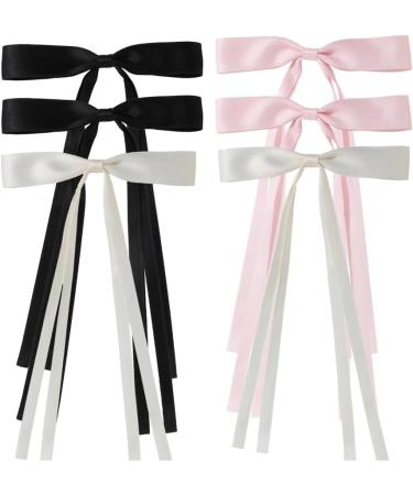 Hair Clip Bow Y2K Style Balletcore Long Bow Flat Clips Balletcore Hairpin Bow Elegant Hair Clip for Bunches D type 6 piece set - Buy Online on SooperMarket.com