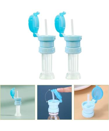 Kisangel 2pcs Spill-Proof Water Bottle Caps with Straw for Kids - Sky Blue | Portable Twist Cover Sippy Cap for Juice and Soda - Buy Online on SooperMarket.com