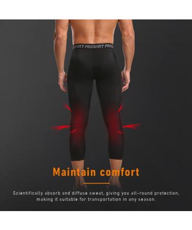 Blaward 2 Pack Men's Basketball Pants with Knee Pads 3/4 Capri Compression Leggings - Black Small - Buy Online on SooperMarket.com
