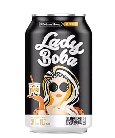 SUPPLIIONLINE Madam Hong Best chilled Lady Boba Grass Jelly and Brown Sugar Bubble Tea - 315ml (Brown Sugar)