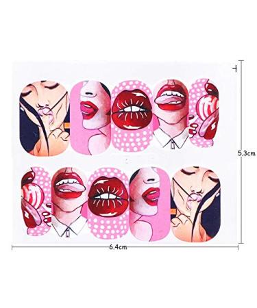 Nail Angel Water Decals - 9 Sheets Beauty Transfer Stickers for Nail Art - Unique Lip Patterns for Manicure & Pedicure - 10190 - Buy Online on SooperMarket.com
