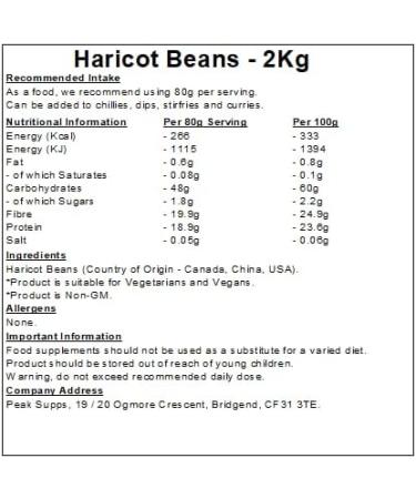 Haricot Beans (Navy Beans) - 2kg - Cooking - Dried - Vegan - Buy Online on SooperMarket.com