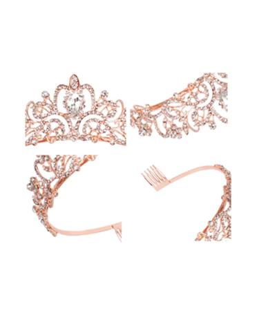 Birthday Queen Sash & Rhinestone Tiara Set - Rose Gold Bridal Crown Headpieces - Buy Online on SooperMarket.com