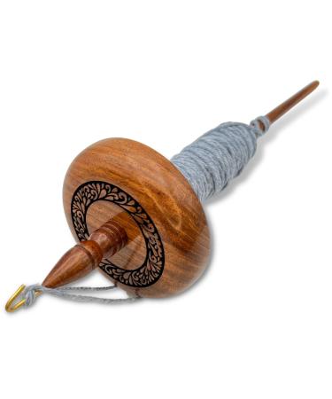 Revolution Fibers Artisan Top Whorl Drop Spindle for Beginner & Advanced Hand Spinning - 11 inch Shaft | 3.25 inch Whorl Diameter | Satin Finish | Hand Crafted Rosewood Flora | Spin Roving into Yarn