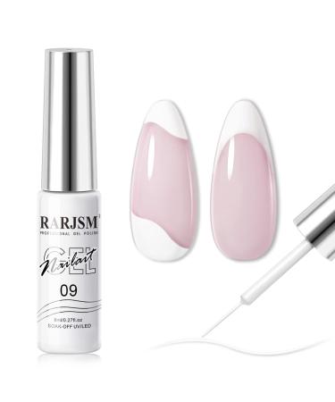 RARJSM Gel Liner Nail Art Polish White Painted Gel Nail Design Polish 1 Bottle Soak off Curing Requires 8ml Build in Thin Nail Brush for Classical Home Salon Diy Nail Design French Manicure Painting