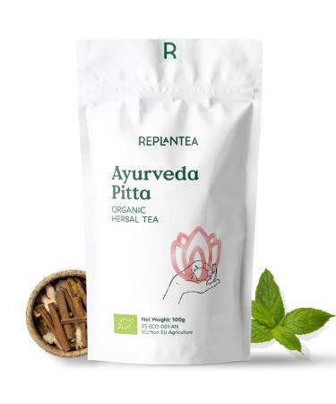 Ayurveda Tea Pitta Organic 100g (50 Cups) | Herbal Loose Leaf Tea with Liquorice Ginger Cinnamom Fennel Mint Cardamom Turmeric REPLANTEA