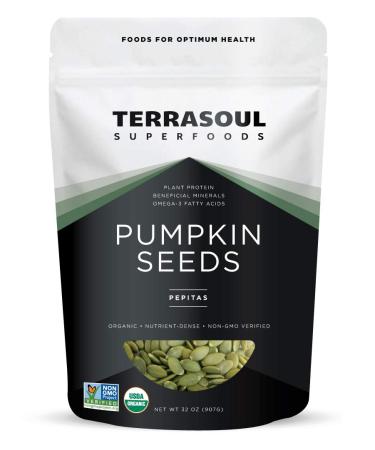 Terrasoul Superfoods Organic Pumpkin Seeds, 2 Lbs - Premium Quality | Fresh | Raw | Unsalted Unsalted 2 Pound (Pack of 1)